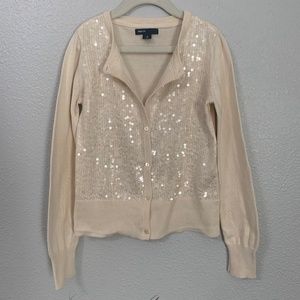 GAP Kids Cream Sequence Cardigan, Girls Size M (8)